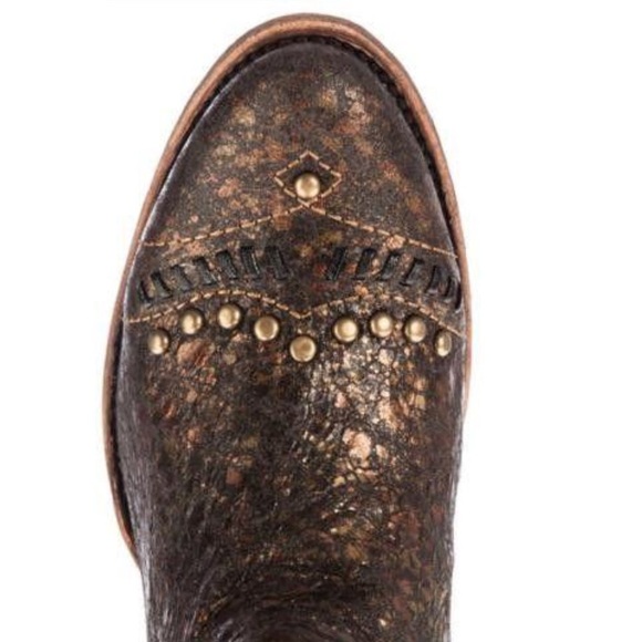 Corral Boots Brown Bronze Zip Side SIZE 6 left - Picture 4 of 4